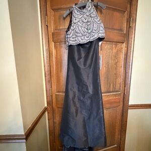 Jovani black rhinestone two piece skirt gown